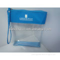 Clear TPU cosmetic bag with 600D polyester piping and long handle